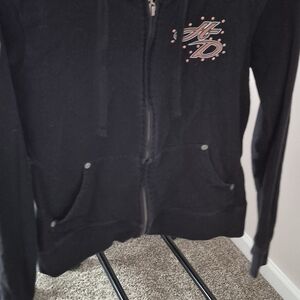Harley-Davidson Black Zip Hoodie with Pink Logo Accents